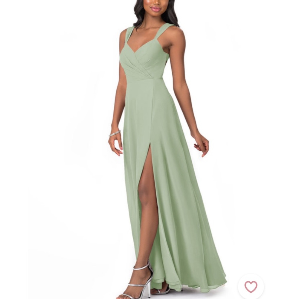 Azazie Nahrin Dress - Size 4 - Dusty Sage Green